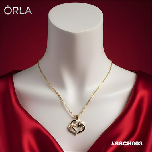 Double Love Heart Pendant SS
